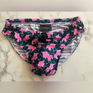 Andrew Christian Unicorn Swim Briefs - Pink and Black